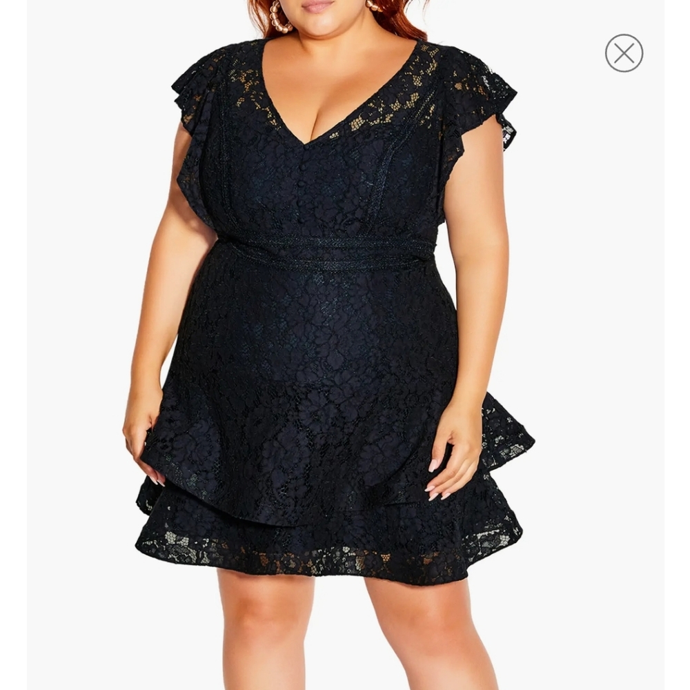NWT Ruffle Navy Blue Mini Dress